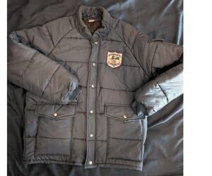 Vintage 1985 Southern Pacific Railroad Fresno Jacket Coat Puffer Quilted Large